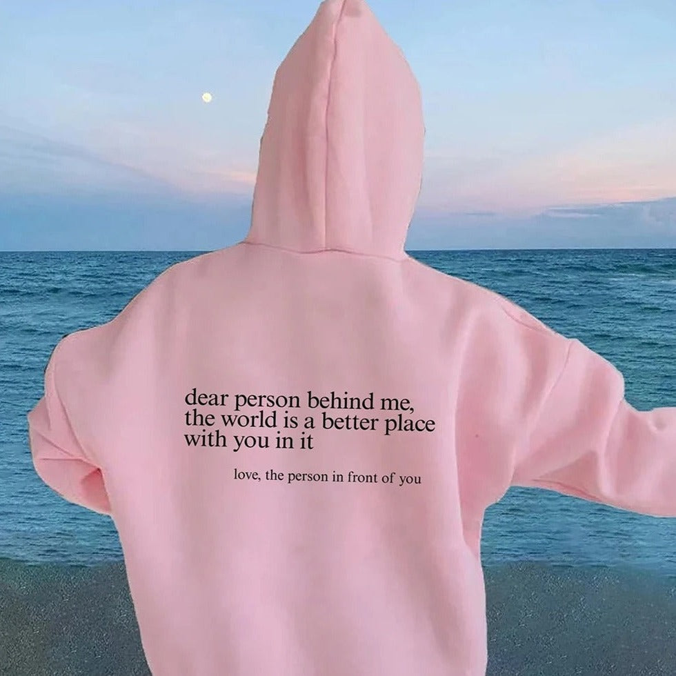 Warm Soft Letter Printed Pullover Hoodie Sweatshirt