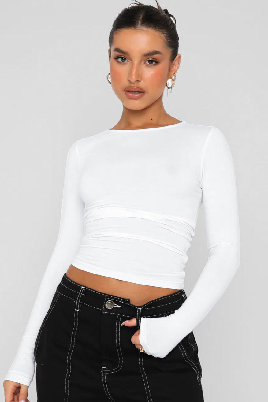 Langärmliger Crop-Top-Pullover für Damen