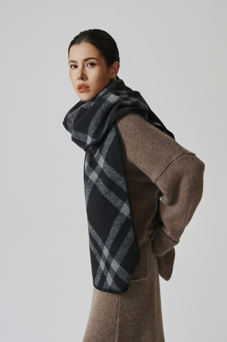 Classic Stylish Plaid Wool Scarf