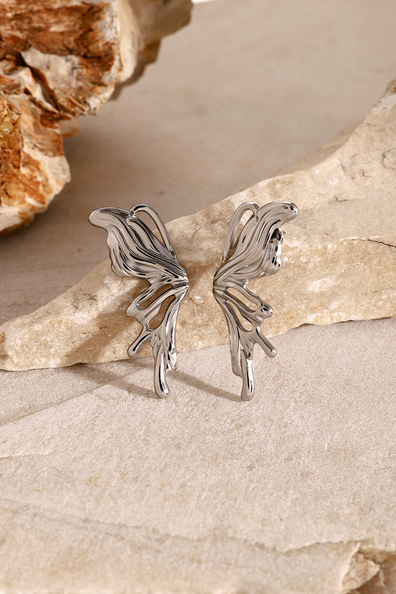 Boucles d'oreilles papillon en acier inoxydable