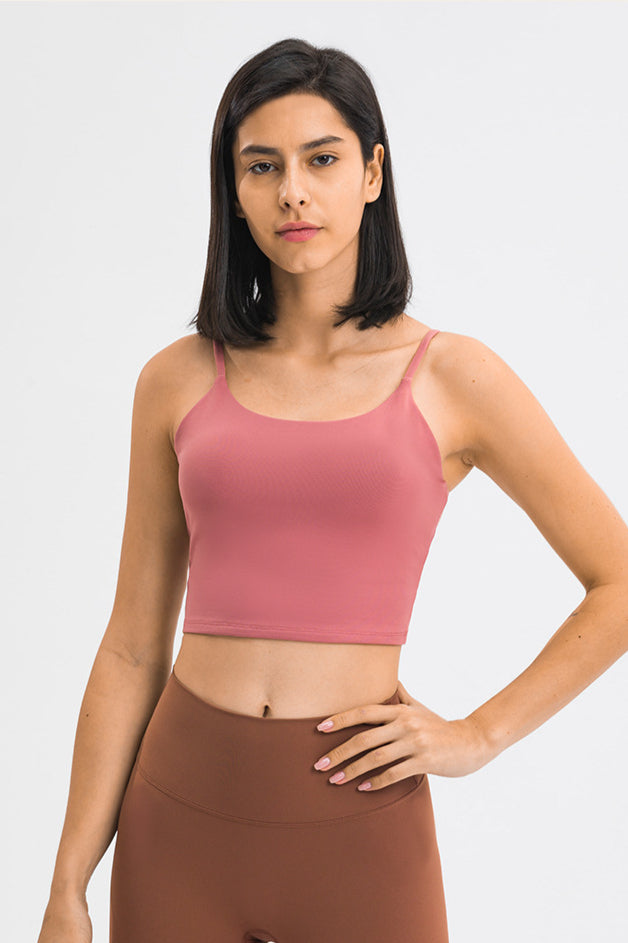 Peach Pink Sleeveless Sport Yoga Crop Top