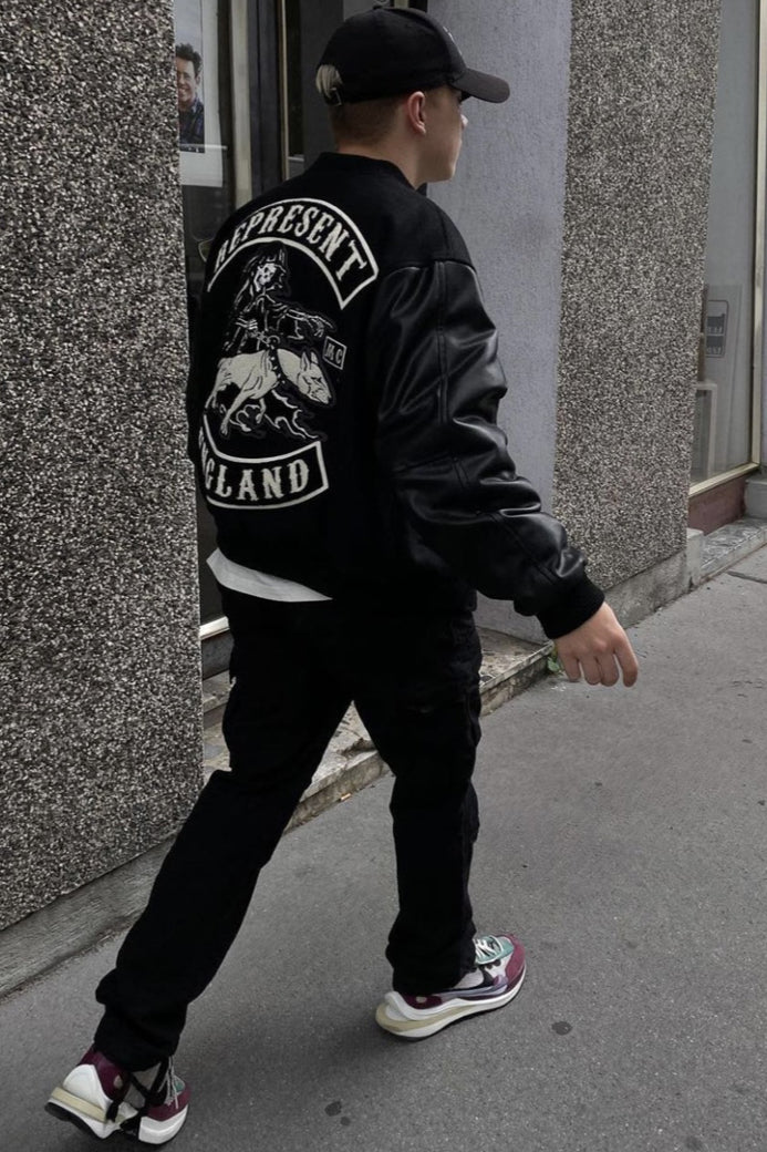 Urban Fashion Bomberjacke aus Leder mit Grafik