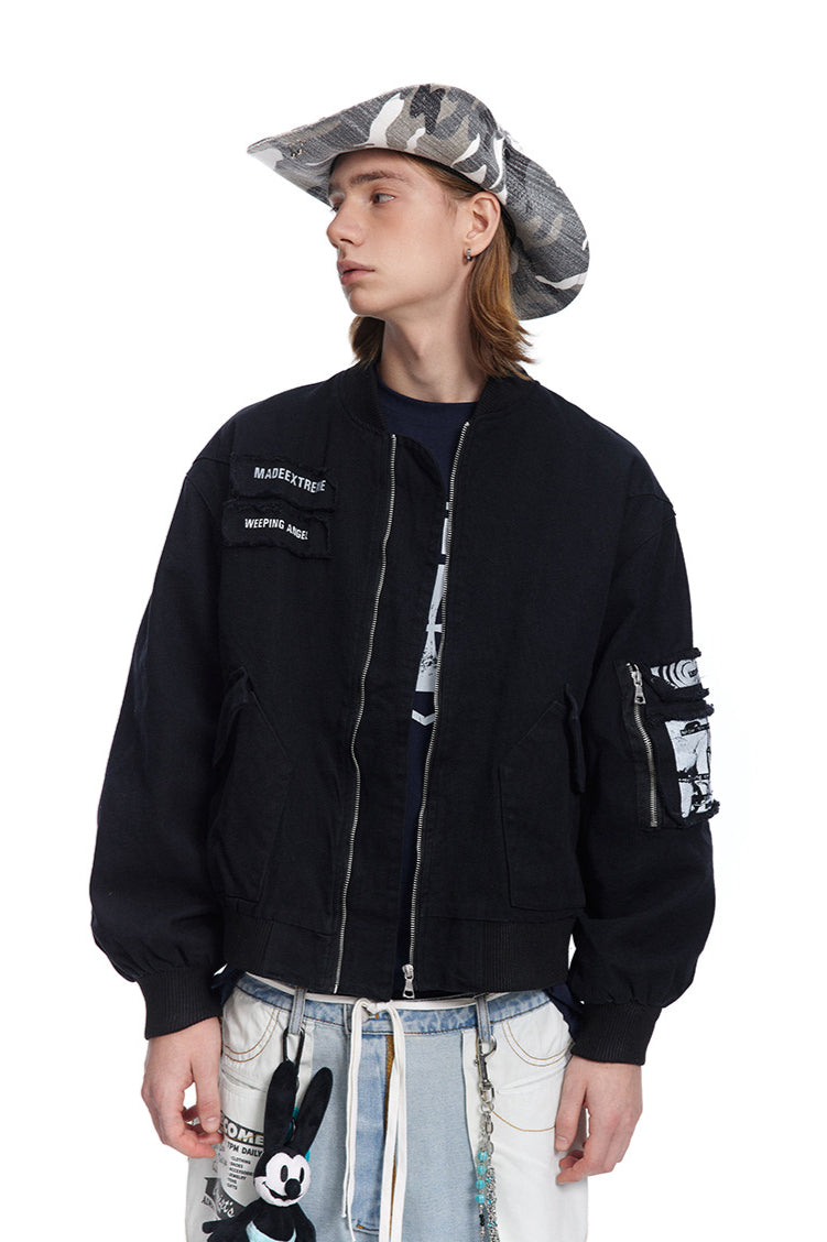 Blouson aviateur urbain à patchs pour homme