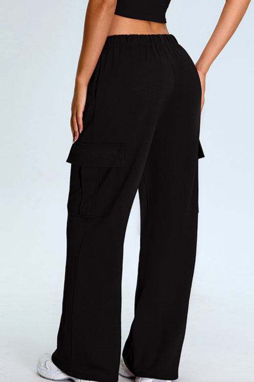 Casual Wide-Leg Cargo Sweat Pants for Relaxed