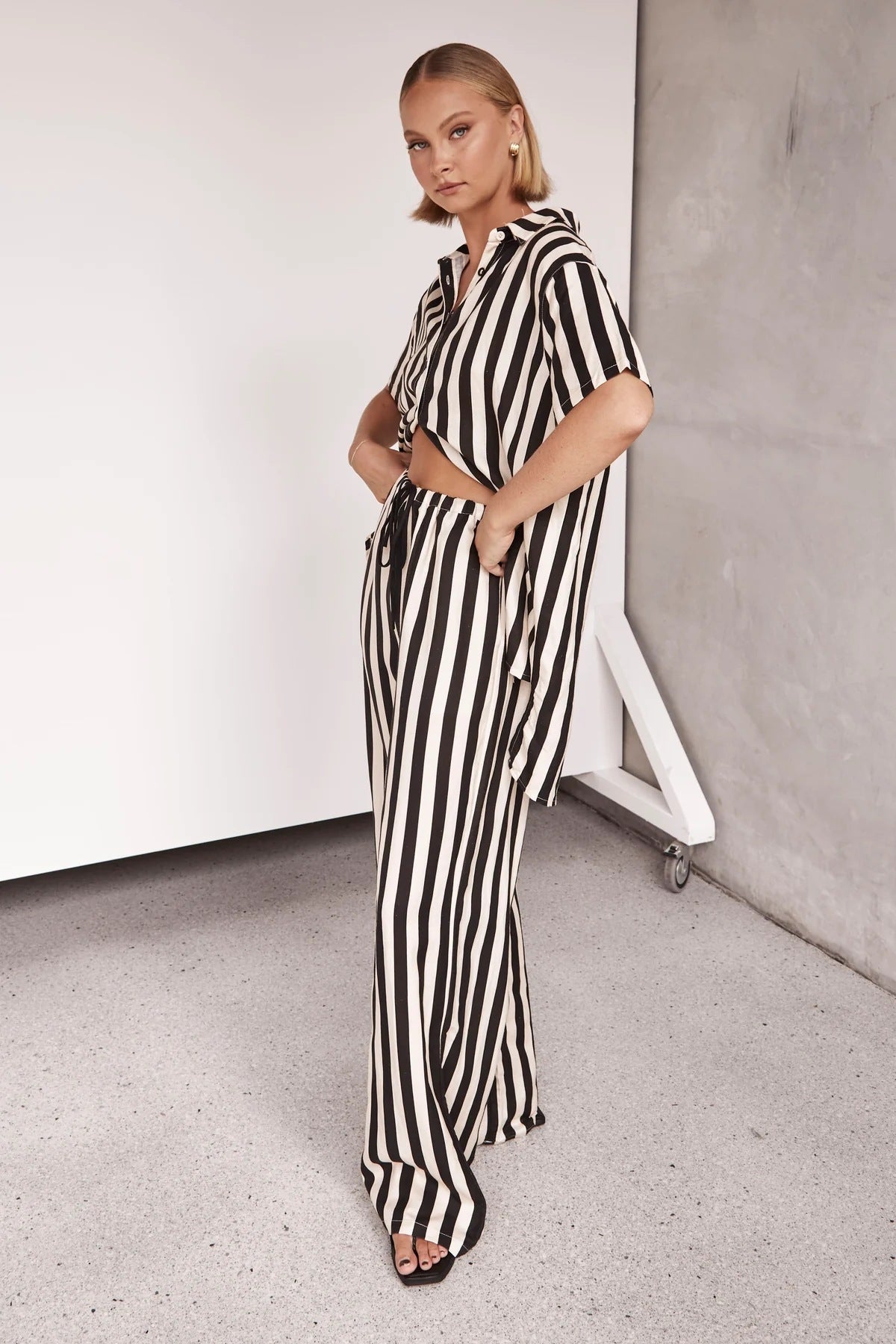 Casual Loose Striped Shirt and Pants Set