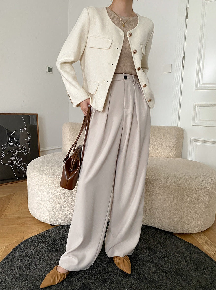 Apricot Wide Leg Suit Pants