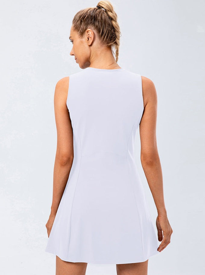 Robe de tennis décontractée une pièce blanche pour femme 