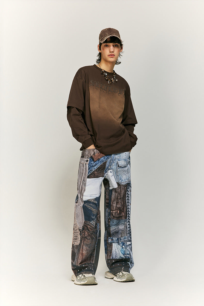 Weite Hose im Cargo-Stil mit Patchwork