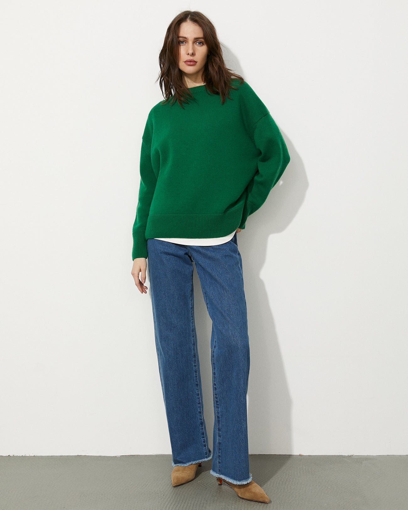 Damen Oversize Pullover Baumwolle In Herbstfarben Langarm