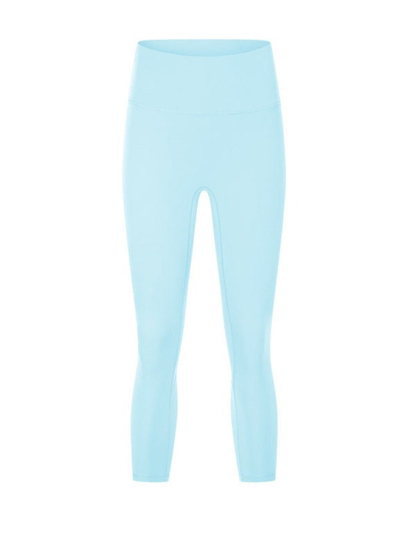 Pantalon de yoga extensible taille haute bleu clair