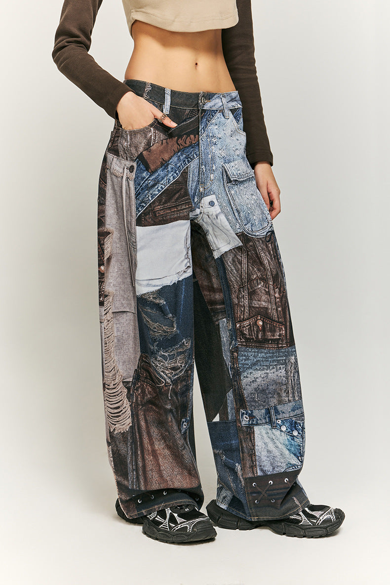 Weite Hose im Cargo-Stil mit Patchwork