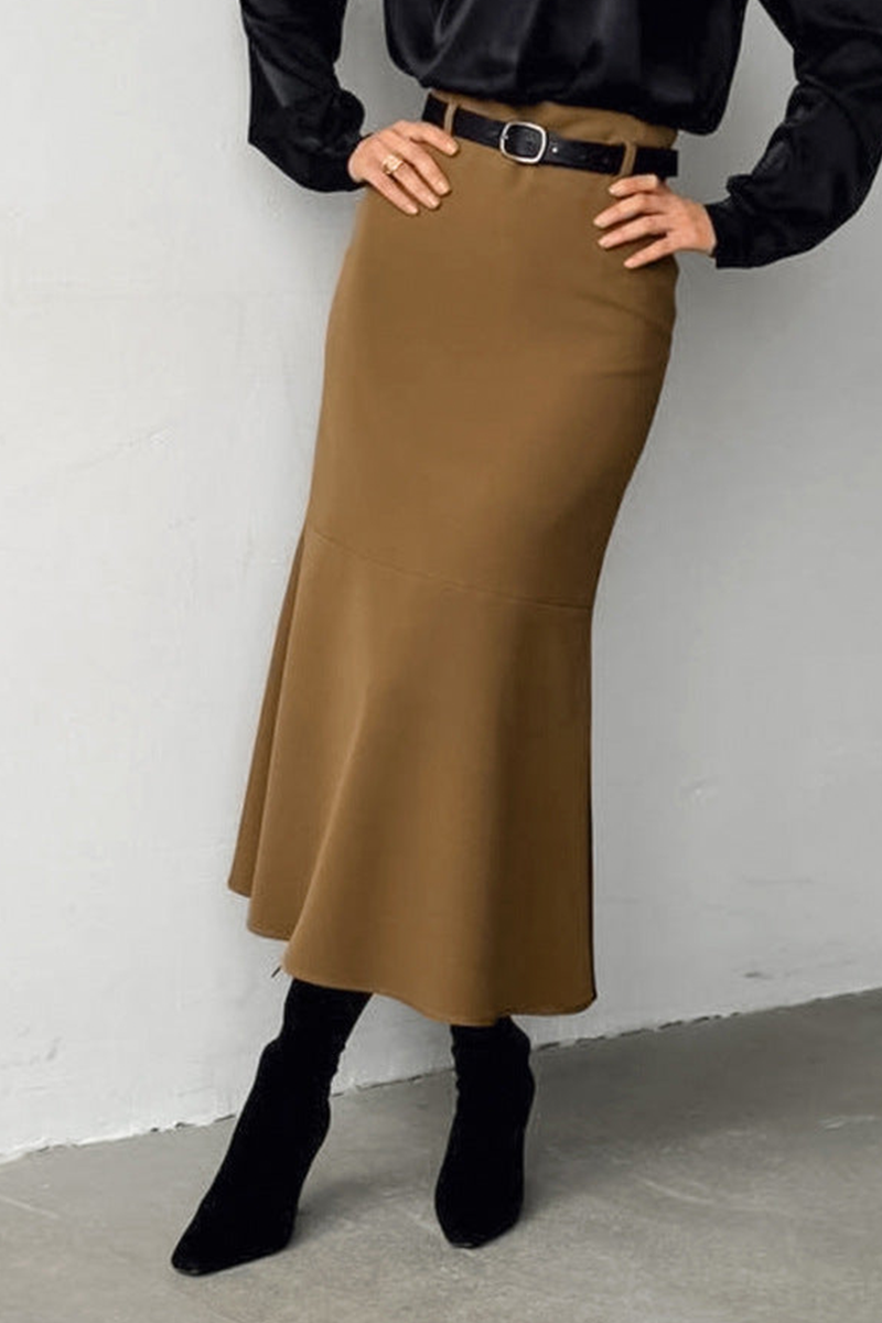 Elegant High-Waisted Mermaid Midi Skirt