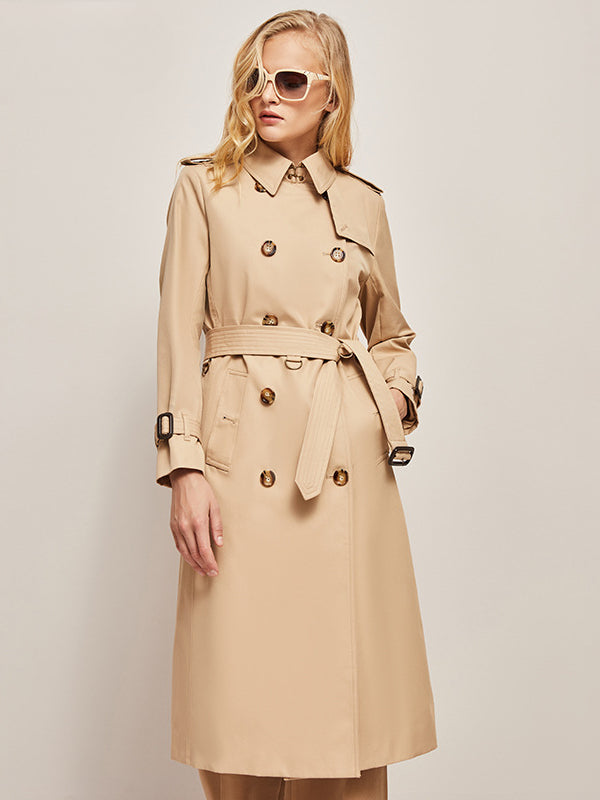 Klassischer Trenchcoat Damen Lang Mit Gürtel – Eleganter Übergangsmantel Herbst