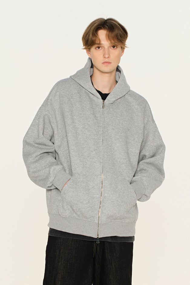 Grauer Zip Hoodie Unisex Oversize Kapuzenjacke Komfortable Jacke