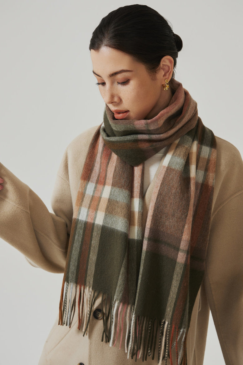 Classic Plaid Cashmere Tassel Scarf