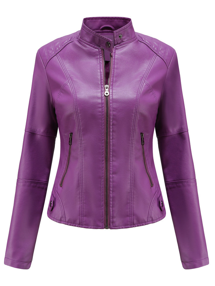 Damen Leder Faux Übergang Biker Jacke modisch